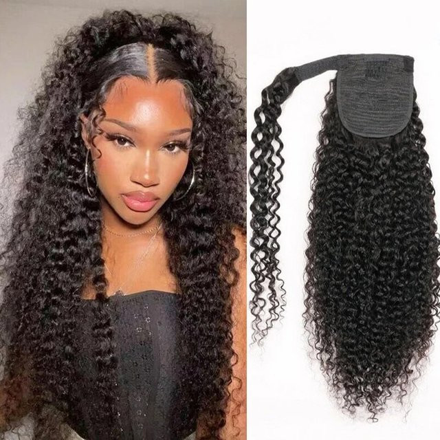 Tomiyaa Kinky Curly Pferdeschwanz Echthaar-Extensions, 100% Unbehandeltes Jungfrauenhaar, Damen - Bild 1