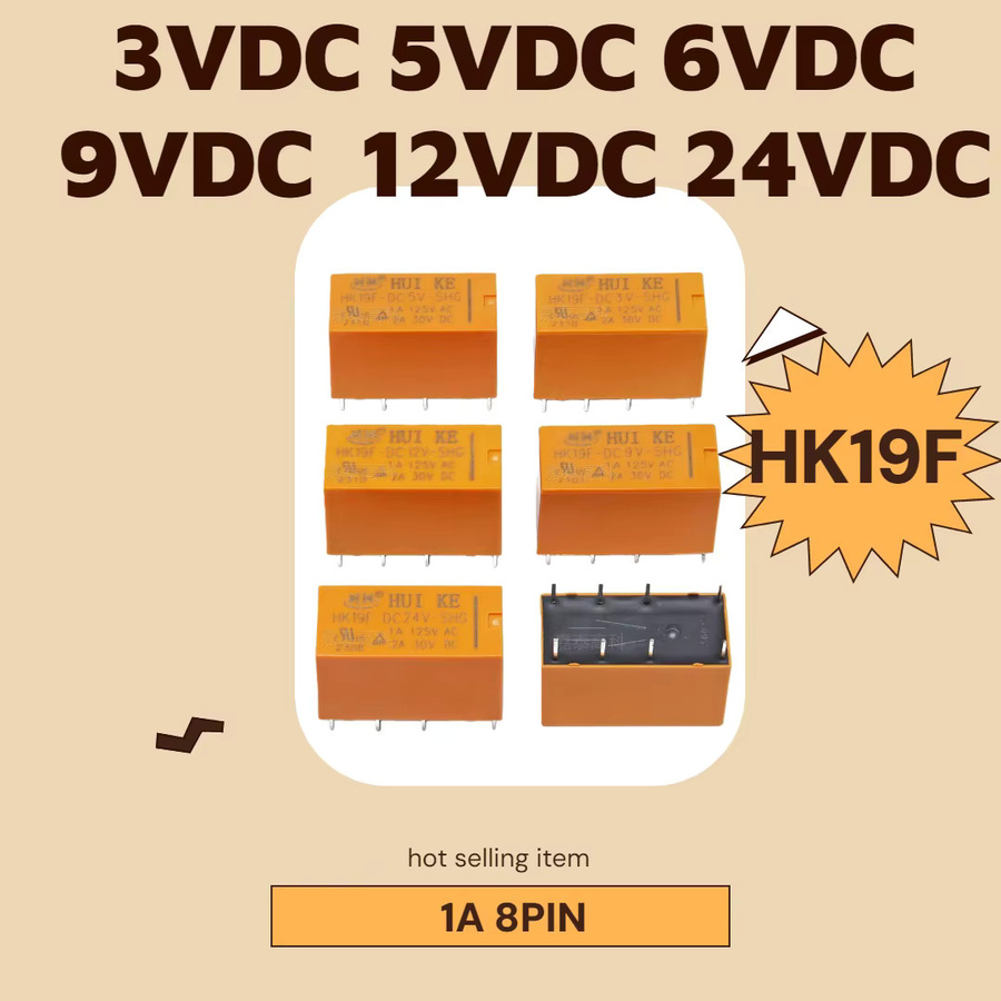 HK19F Relais 8-Pin 1A mit verschiedenen Spannungen 3V 5V 6V 9V 12V 24V - Bild 2