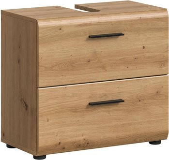 Waschbeckenunterschrank xonox.home in Eichenoptik Braun mit Türen und Schubladen, B/H/T: 60 x 55 x 60 cm - Bild 1