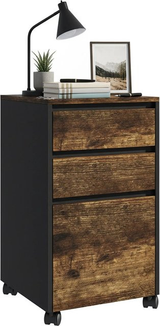 Relaxdays Rollcontainer mit 3 Schubladen aus Holzwerkstoff und Metall in Schwarz, B/T/H: 70 x 40 x 40 cm - Bild 1