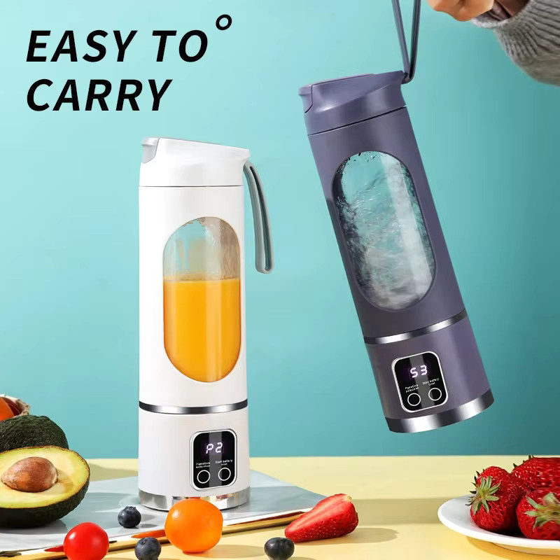 Tragbarer Fruchtentsafter von kawu mit 10 Klingen, 450 ml Fassungsvermögen, 3 Geschwindigkeitsstufen und USB-Aufladung, Mixer und Eiscrusher für Shakes und Smoothies - Bild 2