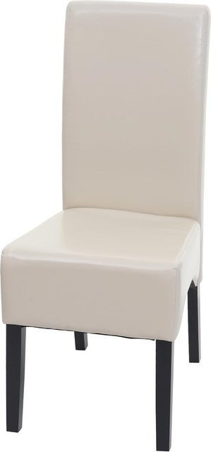 MCW Esszimmerstuhl Crotone aus Leder in Beige mit dunklen Beinen - Bild 1