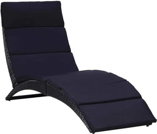 Furnicato Sonnenliege aus Poly Rattan mit Polster in Grau, wetterbeständig und zusammenklappbar, B/T/H: 162 x 64 x 86 cm