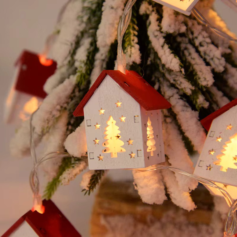ZQCXLD LED Lichterkette mit Mini Weihnachtshäusern und Laternen für Weihnachtsbaum und Party-Dekoration, Länge: 1,5 m - Bild 3