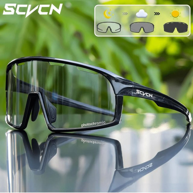 SCVCN Sportsonnenbrille, Photochrome, Vollrand, Schwarz, Unisex - Bild 1