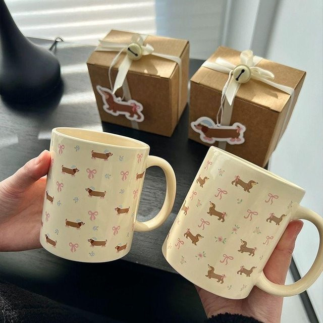 Yiran toy 1 Dackel Welpe Tasse aus Keramik in Weiß, 400 ml - Bild 1