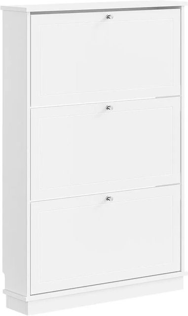 SoBuy Schuhschrank Weiß FSR215-W mit 3 Klappen als schmaler Flurschrank und Schuhkommode, B/T/H: 76 x 18 x 113 cm - Bild 1