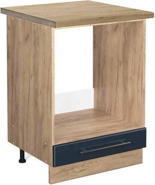 Vicco Herdumbauschrank Fame-Line in Dunkelblau Hochglanz und Goldkraft Eiche, Breite: 60 cm - Bild 1