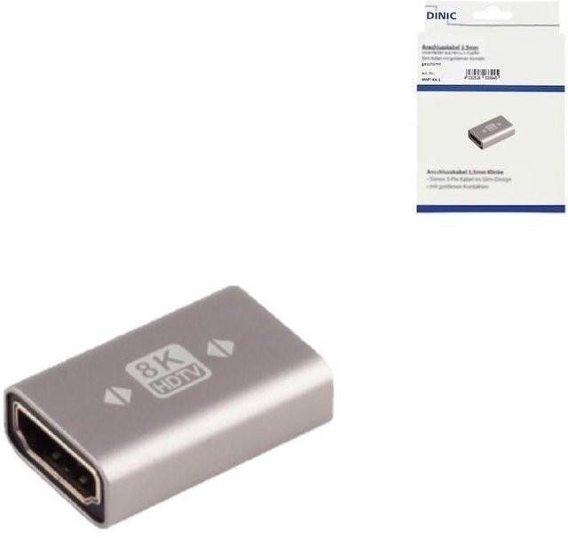 DINIC HDMI-A Verbinder Metall Buchse auf Buchse in Silber mit 8K 60Hz und 4K 120Hz sowie Ethernet/LAN Unterstützung - Bild 1