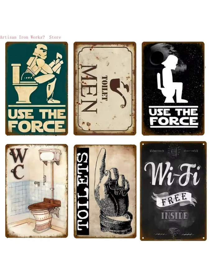 6er Set Vintage Metall Wanddekoration Potdemiel Kunstposter aus Eisen für dein Zuhause, Café oder Club - Bild 4