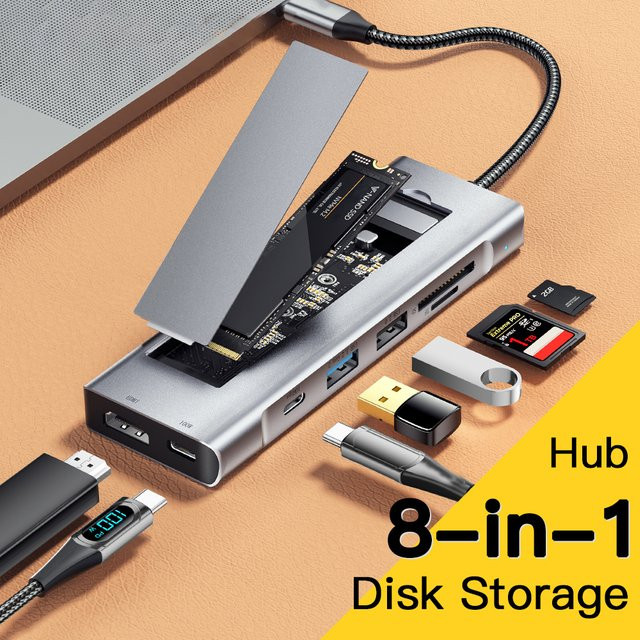 8-in-1 USB-C Dockingstation von kebidumei mit M.2 SSD Speicherfunktion, HDMI und PD 100W für MacBook Pro und Air M1/M2 - Bild 1
