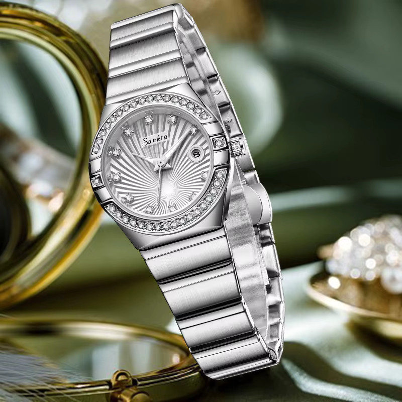 LIGE Armbanduhr Quarz, Edelstahl, Diamant, Silber, Damen - Bild 3