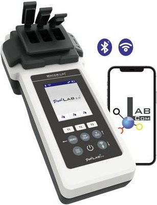 Water ID PoolLAB 2.0 Digitales Photometer zur Messung von pH-Wert, Chlor, Alkalinität, Cyanursäure und Aktivsauerstoff in Weiß - Bild 1