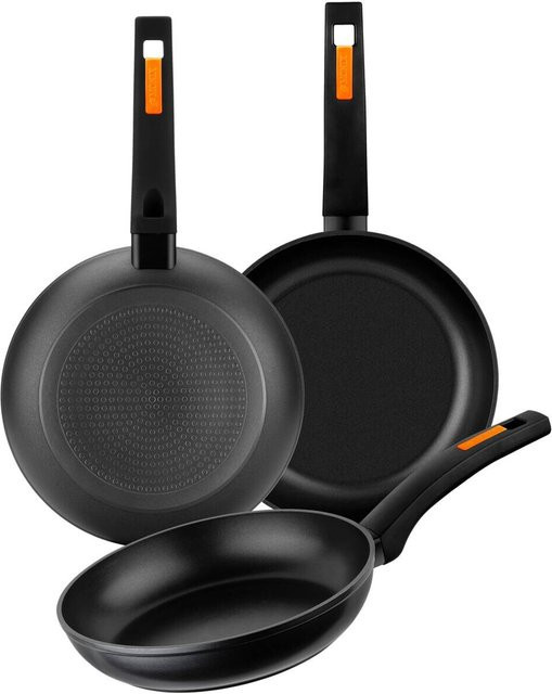 Monix FUEGO Pfannenset 3-teilig aus Aluminium und Edelstahl in Schwarz und Orange mit Antihaftbeschichtung - Bild 1