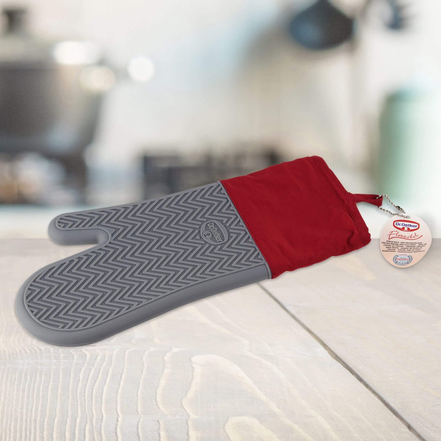 Dr. Oetker Ofenhandschuh Flexxibel Love aus Silikon in Grau und Rot - Bild 2