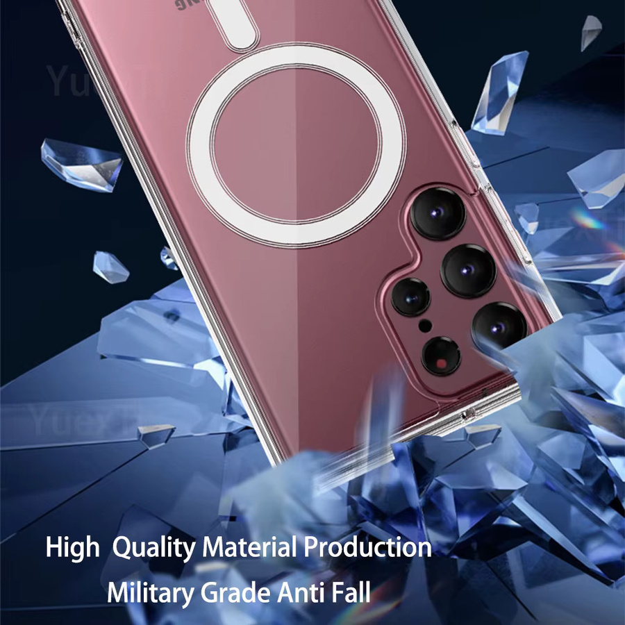 Stoßfeste MagSafe Magnet Schutzhülle für Samsung Galaxy S24 S23 S22 Plus Ultra in Transparent für kabelloses Laden - Bild 4