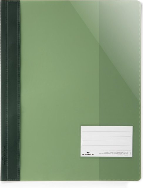 DURABLE Sichthefter A4 aus Kunststoff in Grün mit Beschriftungsfenster 90x57 mm, 25 Stück - Bild 1