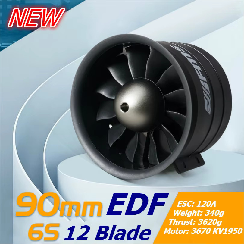 FMS 90 mm EDF-Kanalventilator Jet, 12 Flügel, 3670 KV1950 Motor, Flugzeugteile - Bild 2
