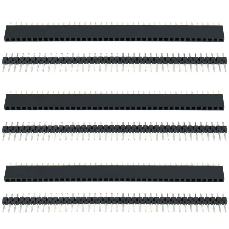 AITEXM ROBOT Set mit 10 Stück 1x40 Pin 2,54 mm einreihigen Buchsen und 10 Stück 1x40 männlichen Stiftleisten in Schwarz - Bild 2