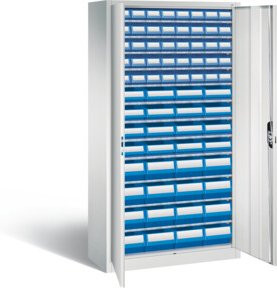 C+P Magazinschrank mit 72 Regalkästen und Zylinderschloss, Front Lichtblau, Korpus Lichtgrau, H x B x T: 198,0 x 100,0 x 42,0 cm - Bild 1