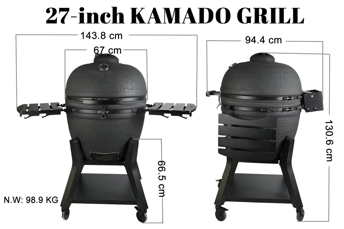 AUPLEX XXL Kamado Joe Keramik-Grill in Blau mit Edelstahl-Details, B/T/H: 143,8 x 130,6 cm - Bild 3