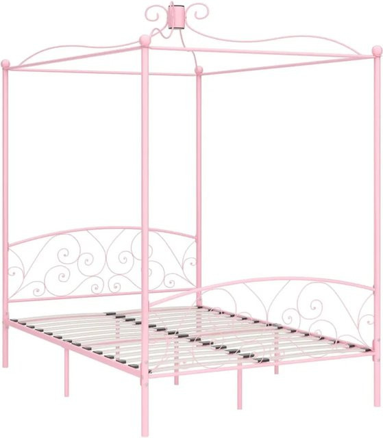 vidaXL Himmelbett-Gestell aus Metall in Rosa, B/T/H: 120 x 200 x 227 cm - Bild 1