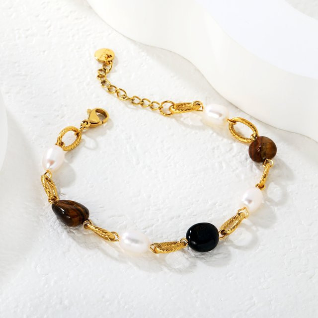 LUXUKISSKIDS Armband, Edelstahl, Gold, Perle, Damen - Bild 1