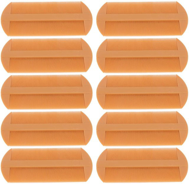 10er Set Läusekämme doppelseitig, Kunststoff, beige - Bild 1