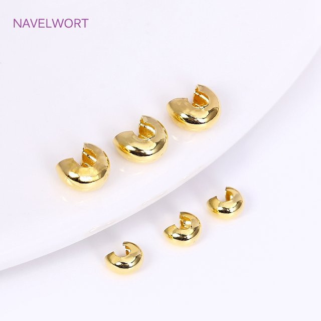 Crimp End Perlen Stopper, 18 Karat vergoldetes Messing, DIY Bastelzubehör - Bild 1