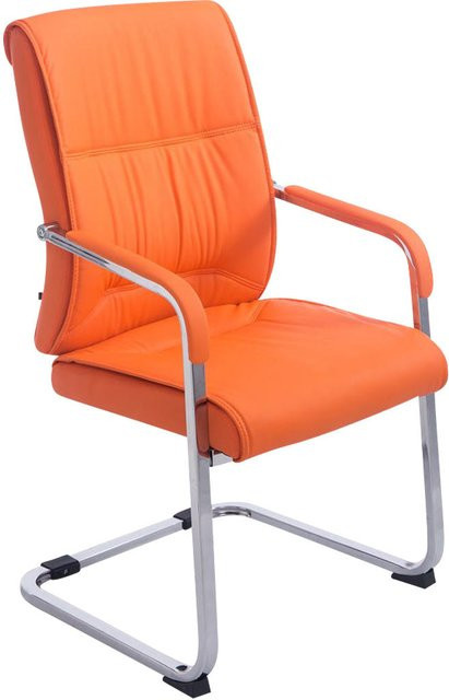 TPFLiving Anobo XL Besucherstuhl aus Kunstleder mit Metallgestell in Orange - Bild 1