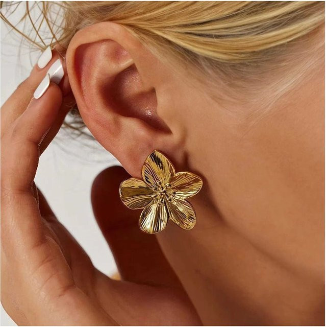 AETEEY Ohrringe Blumen, Edelstahl, Gold, Damen - Bild 1