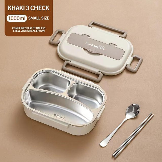 Isolierte Edelstahl Lunchbox von Yiran Furniture in Weiß und Beige für Küche und Haushalt - Bild 1