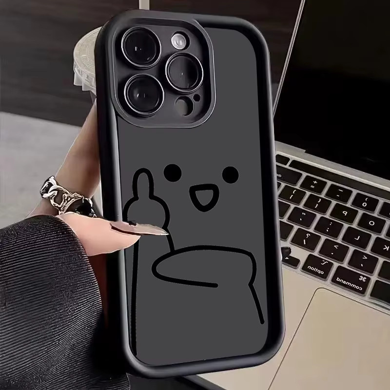 Xiaomi Handy Hülle mit Cartoon Stickman Design in Schwarz für Redmi Note 14 13 12 11 Pro Plus 5G 12S 11S 10S 10 12C 13C 14C 4G Soft Cover - Bild 2