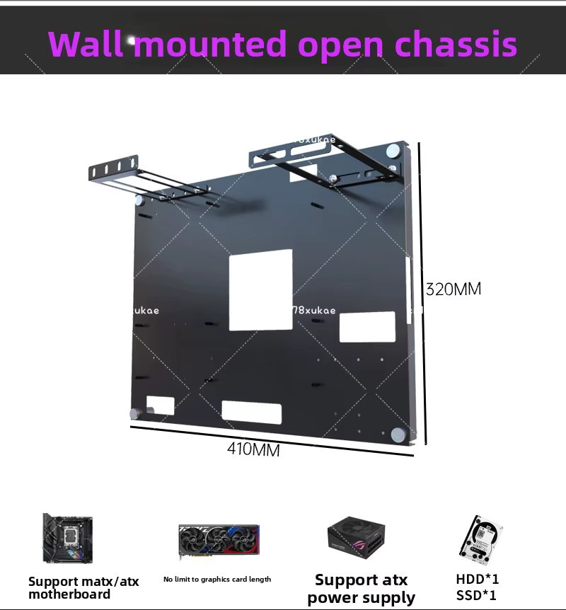 Wandmontiertes Computergehäuse in Schwarz für ATX und MATX Mainboards - Bild 2
