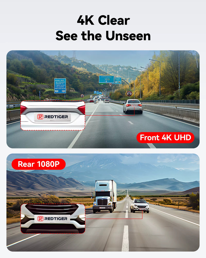 REDTIGER F7NP-EX Dashcam mit 4K UHD Auflösung, 5,8GHz WLAN, GPS und 24-Stunden-Parküberwachung in Schwarz - Bild 2