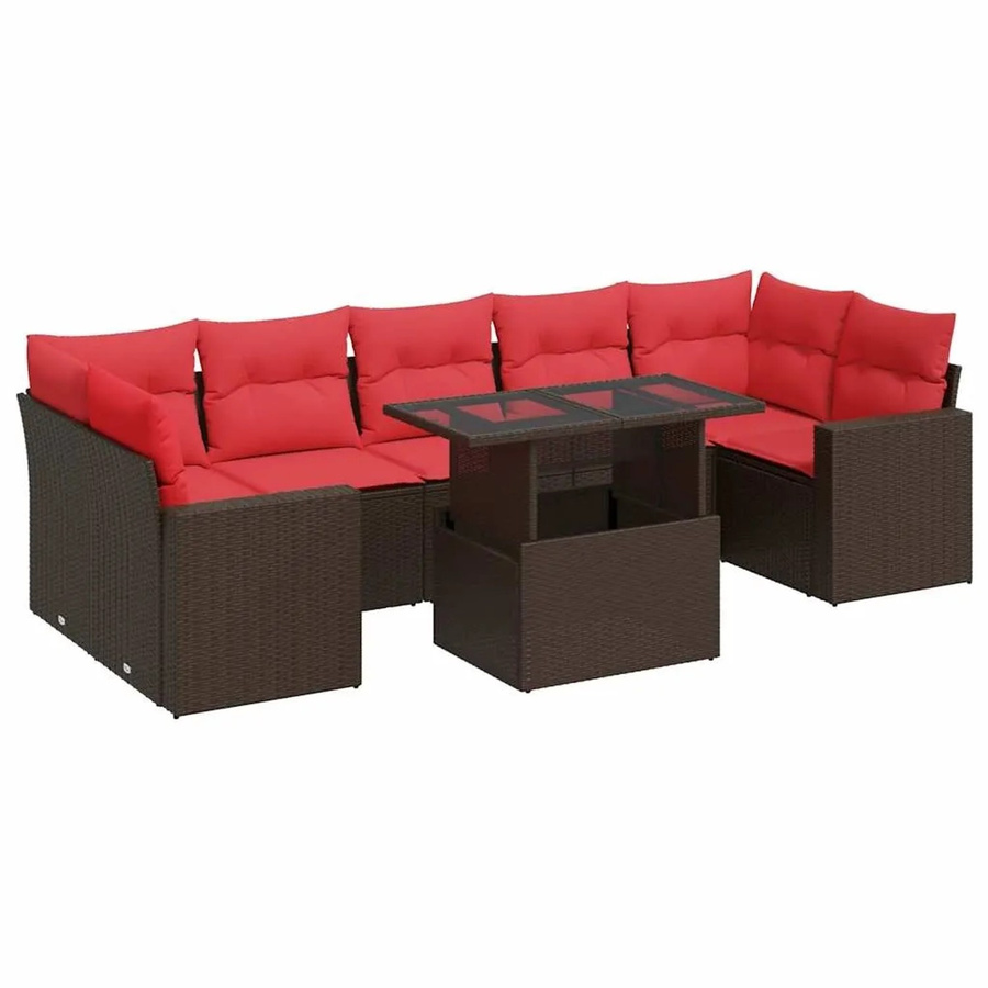 vidaXL 8-teilige Garten-Sofagarnitur aus Poly-Rattan und Akazie in Braun - Bild 2