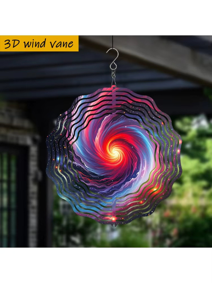 Bunter Wirbel-Galaxie-Windspinner von CIFBUY, Metall, Mehrfarbig, Durchmesser: 25,5 cm - Bild 4