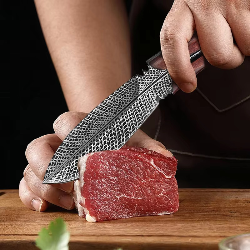 WXCOO Edelstahl Küchenmesser aus Edelstahl und Holz zum Schneiden von Fleisch, Knochen und Obst - Bild 5