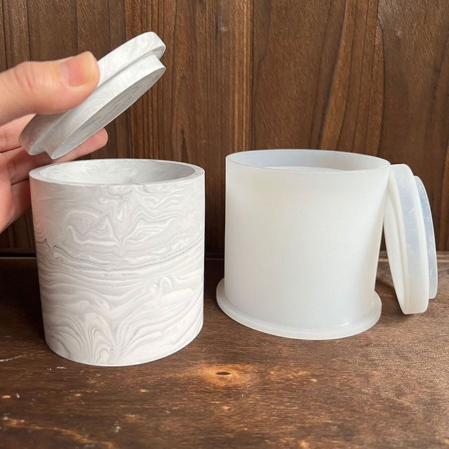 FxZoo DIY Guss-Set für runde Kerzen, Pflanzgefäße und Stifthalter in Weiß mit Glas- und Betonform - Bild 1