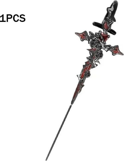 Rui Di Ohrstecker, Rose Kreuz Dorn, Zinklegierung, Silber, Unisex - Bild 1