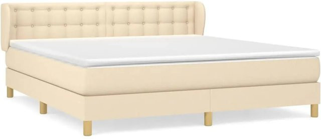 vidaXL Boxspringbett Hybrid mit Matratze und Kopfteil in Creme, B/T/H: 180 x 200 x 183 cm - Bild 1