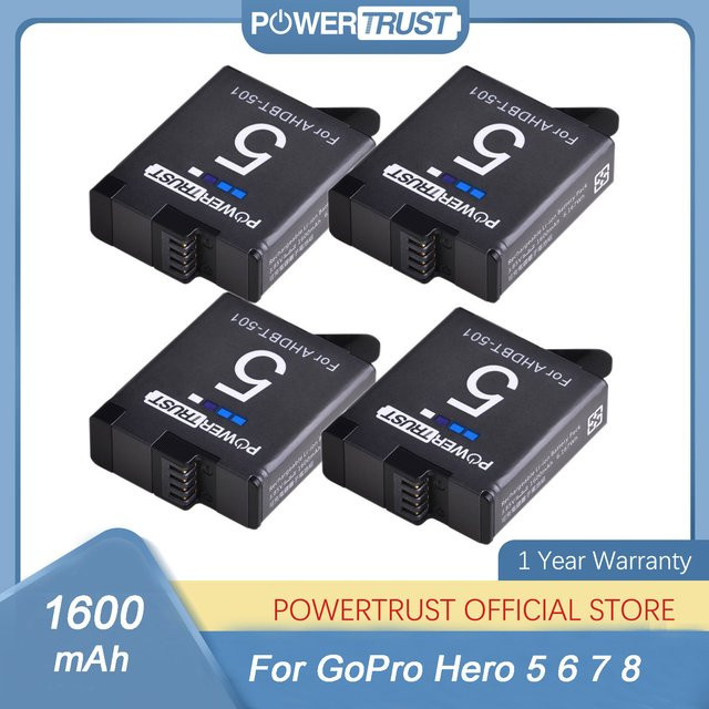 PowerTrust AHDBT-501 Li-Ion Akku für GoPro Hero 5, Hero 6, Hero 7, Hero 8 Black und Hero 2018 in Schwarz - Bild 1