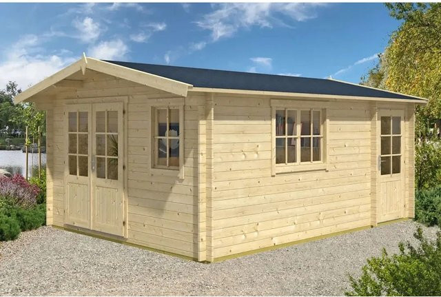 Alpholz Gartenhaus Jennifer-28 Log Cabin mit Satteldach, Tauchimprägniert, Beige, B: 550 cm, T: 400 cm, H: 245 cm - Bild 1