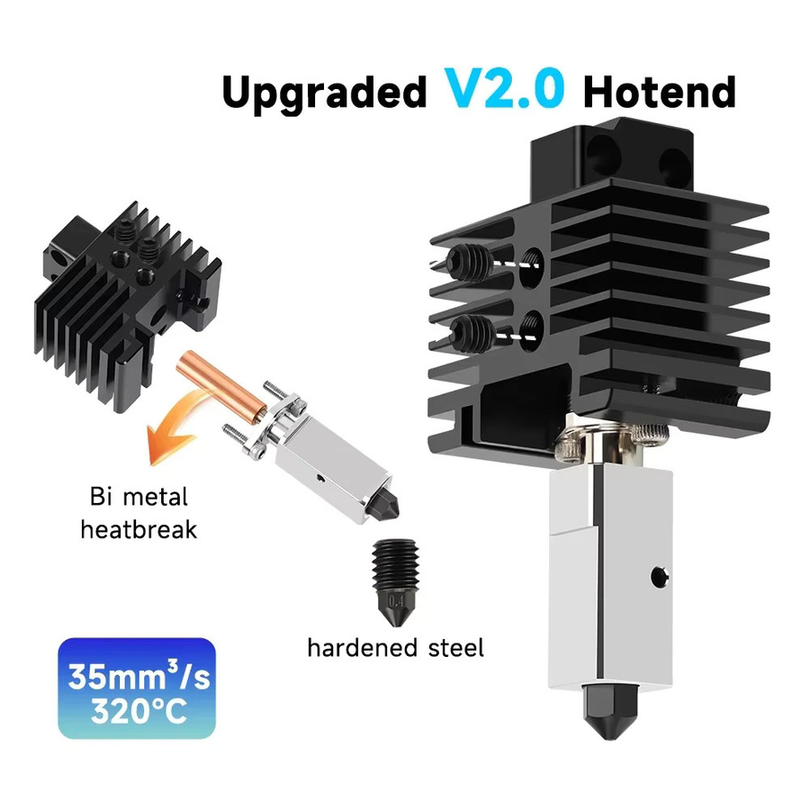 Bambu Lab Kompletter Hotend-Druckkopf mit Lüfter, Thermistor, Keramikheizung und 0,4 mm gehärteter Stahl-Düse für X1C P1P P1S in Schwarz - Bild 3