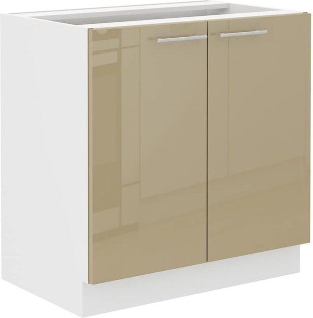 Küchenunterschrank Lara 80 in Cappuccino Hochglanz und Weiß Matt mit Einlegeboden - Bild 1