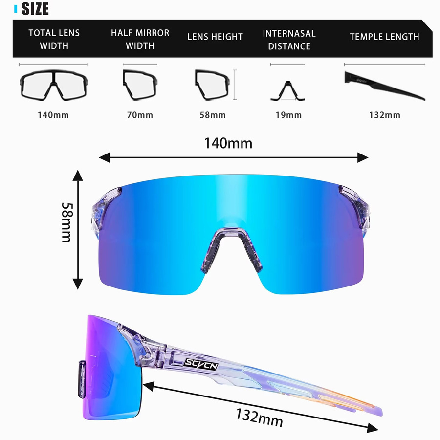 SCVCN Sonnenbrille Sport, Unisex, Kunststoff, Wrap - Bild 4