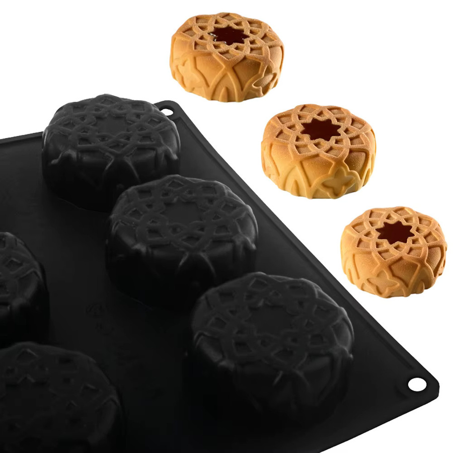 SHENHONG Silikon Backform mit 15 kreisförmigen Zellen und Linienmuster für Mousse, Schokolade und Desserts - Bild 3