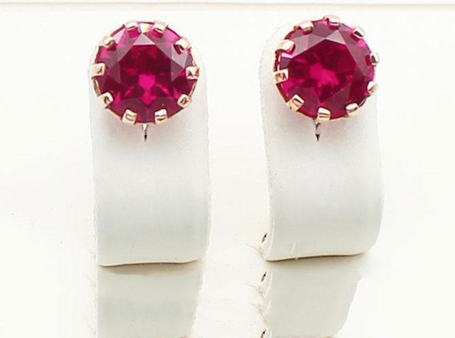 Ohrstecker Rubin, 14K Roségold, Lila, Damen - Bild 1