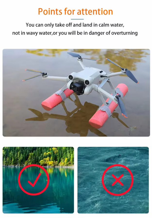 DJI Mini 3 und Mini 4 Pro Landing Skid Float Kit Expansion Wasser Fahrwerk für Drohnen-Wassertraining - Bild 3
