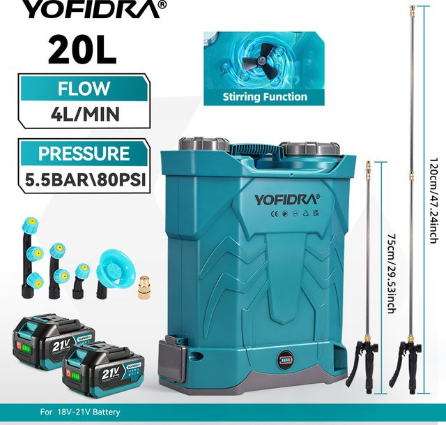 YOFIDRA Elektrisches Gartensprühgerät als Rucksacksprüher für Makita 21V Akku, 20 l - Bild 1